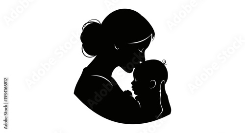 Mother tenderly holding her newborn baby in a loving embrace.