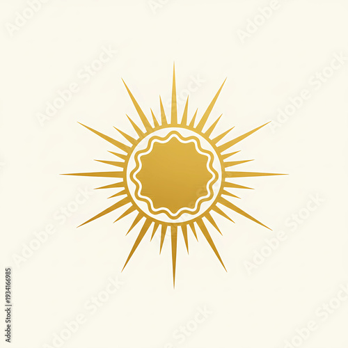 Minimalist Golden Sun Icon with Radiant Rays, Bright Solar Symbol for Modern and Spiritual Graphic Design