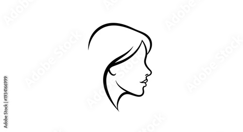 Simple line drawing of a woman's face in profile.