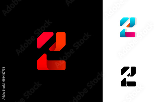 Bright colorful trendy number 2, for your logo, vector illustration 10EPS.