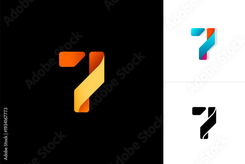 Bright colorful trendy number 7, for your logo, vector illustration 10EPS.