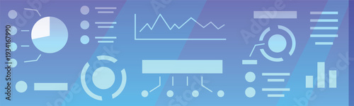 Workspace on computer screen flat vector, analysis diagram, charts and linear graphs, business management and statistics