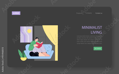 Relaxed Reading in Minimalist Living Space Vector