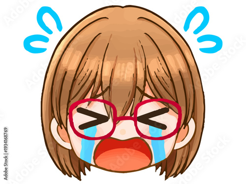 かわいい眼鏡っ娘女子のちびキャライラスト素材4