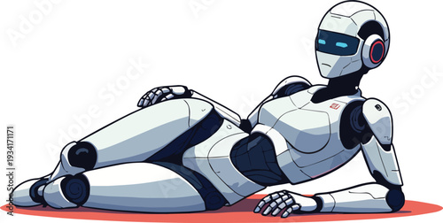 robot umanoide uomo donna che saluta stop alt vettoriale