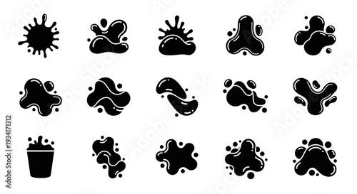 Ink blots set. Black splashes collection.