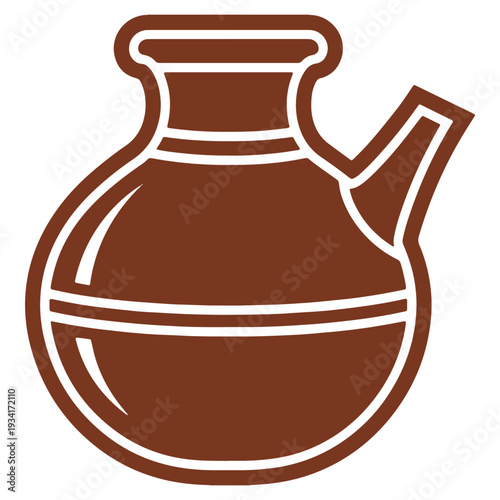 Traditional terracotta pot with spout illustration against white background a classic pottery design evoking rustic charm and timeless appeal