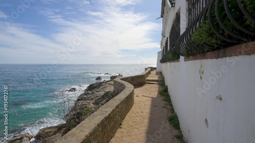 Scenic coastal path on a sunny day in platja d'aro