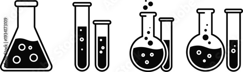 Laboratory equipment Icon featuring various glassware for chemical experiments