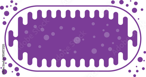 Oval frame with lilac liquid streaks, with drops and stains, display abstraction