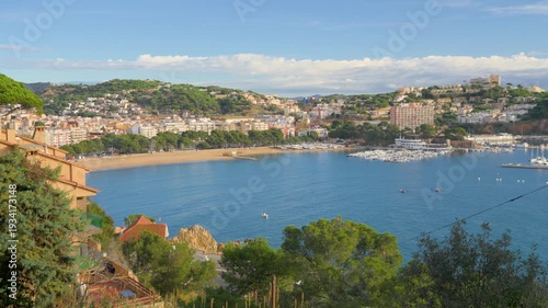 Scenic bay view of sant feliu de guixols in spain