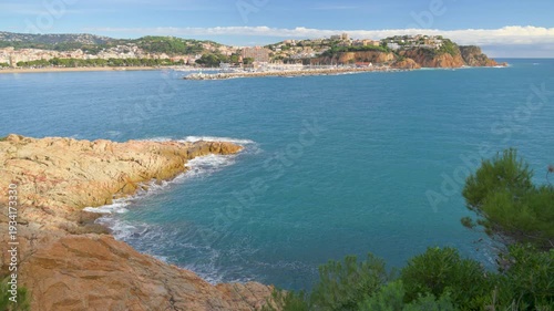 Scenic view of sant feliu de guixols on the costa brava