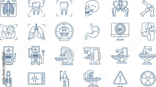 Medical Icon Set for Healthcare and Hospital Environments with Various Illustrations