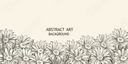 Floral border with sketched daisies and a cream colored background