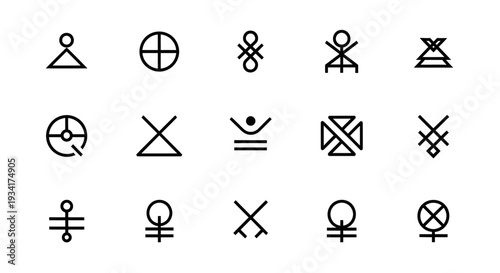 Set of abstract geometric symbols, design elements