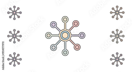 Abstract illustration of interconnected nodes and elements on a white background design