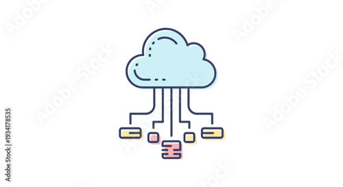 Cloud computing illustration representing data processing and digital connectivity services