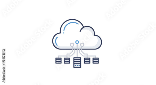 Cloud computing illustration representing data processing and digital connectivity in business
