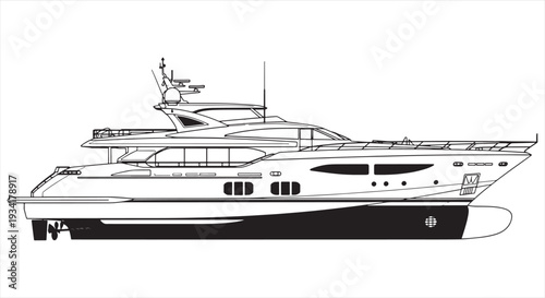 Speed Boat Blueprint – Luxury Motorboat Engineering CAD Technical Drawing
