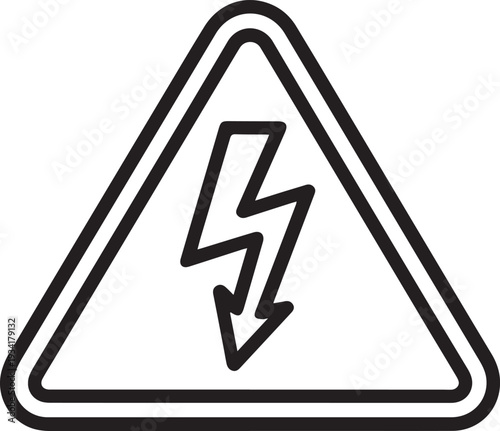 A black and white line art icon depicts a triangular warning sign with a downward-pointing lightning bolt symbol inside.