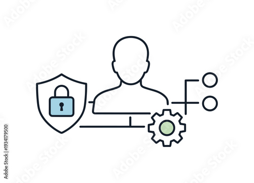 User identity management with security and technology symbols