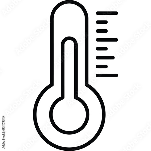 Black and White Thermometer Icon with Temperature Scale for Weather, Health, and Science Projects