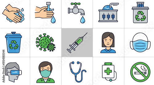 People wear protective masks and wash hands with soap and water during COVID-19 pandemic