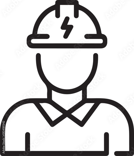 Electrical Engineer: A graphic illustration of an electrical engineer wearing a hard hat, symbolizing safety and expertise in the field. 