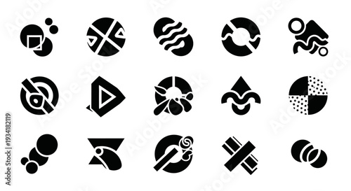 Abstract geometric icons, shapes, design elements