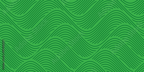 Seamless green vineyard pattern with organic wavy lines of grape fields. Eco‑friendly farm texture, abstract striped landscape, natural agriculture background, botanical vector design for rustic decor
