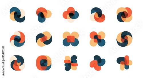 Abstract geometric logos set, modern shapes design