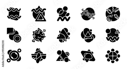 Abstract geometric shapes icons set, vector design