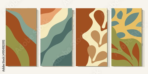 Abstract botanical wall art featuring organic shapes and muted earth tones