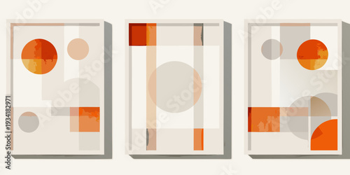 Abstract geometric art with overlapping shapes and warm color palette