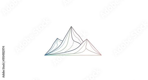Abstract mountain illustration featuring gradient lines on a white background minimalist design