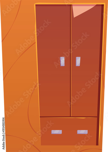 Wardrobe, wooden closet vector flat icon, furniture store cupboard cabinet with close doors, dormitory room interior