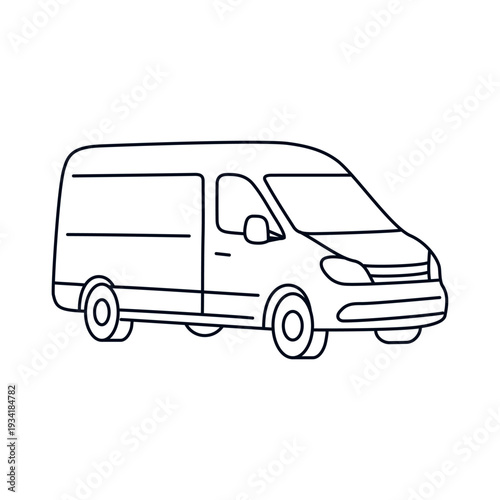 line vector illustration of a minibus. hand-drawn minibus. minibus side view. vector illustration of van