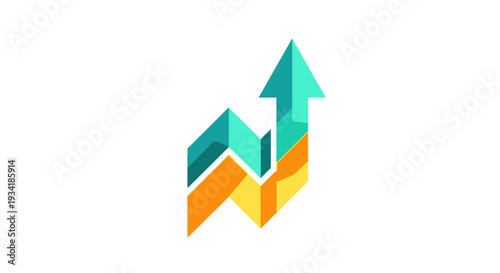 Abstract financial growth arrow graphic represents business progress and positive results
