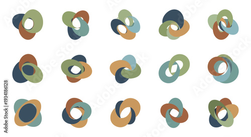 Abstract interlocking shapes, modern design elements