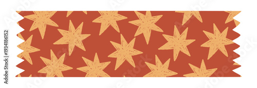 Sticky Note Tape with Playful Festive Stars pattern. Retro Isolated scrapbook adhesive scotch element