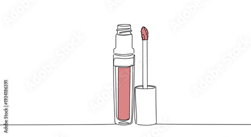 Minimalist line art of a pink elephant balancing on a tall pink rectangle on a transparent background with a playful style and simple details