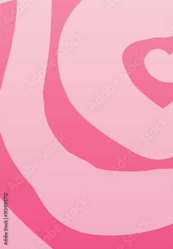 Picture with pink rounded lines, abstract gradient shapes, vector flat graphic poster art painting, interior design