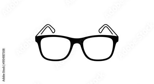 Minimalist Black Frame Eyeglasses Icon. Simple Graphic Illustration of Spectacles, Ideal for Vision, Smart Concepts, Optical, and Fashion.