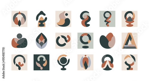 Abstract organic shapes, modern art set