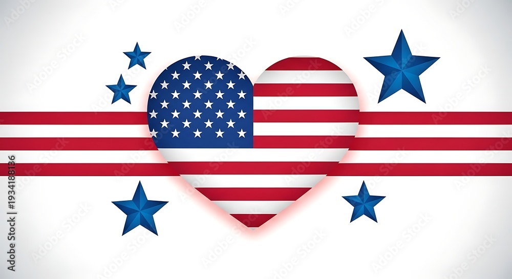 Obraz premium Patriotic labor day celebration with american flag heart