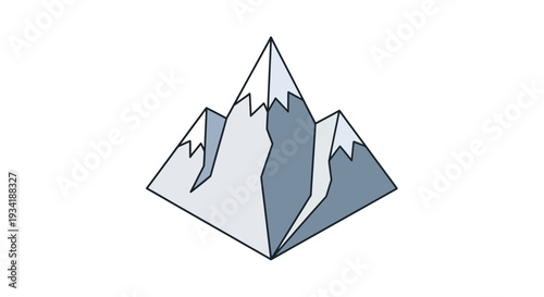 Abstract mountain illustration featuring geometric shapes and a simplistic design aesthetic
