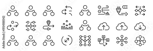 Multi-agent orchestration vector icons – Ideal for AI software UI.