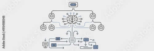 Enterprise software architecture and bot icons – Ideal for automation branding, tech blogs, or digital transformation.