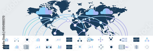 Global compute network world map – Ideal for cloud infrastructure.