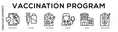 Vaccination Program web banner illustration concept